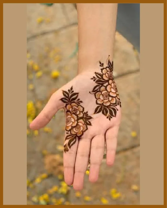 Half Palm Floral Bunches In Simple Front Hand Mehndi Design
